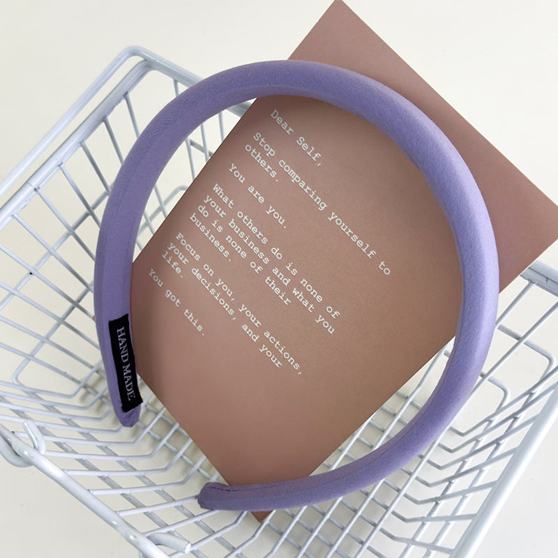 E廠-仙女紫~紫色格子純色髮箍女2025新款外出百搭高顱頂洋氣髮卡頭箍「26883」25.05-1