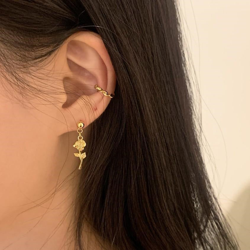 F廠-韓國韓版 925純銀玫瑰花耳釘耳環女日韓國簡約氣質耳飾「C500」25.06-3