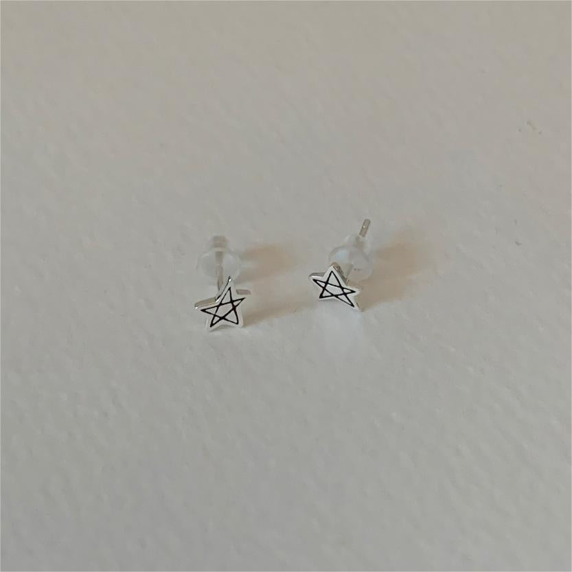 F廠-韓國韓版925純銀笑臉星星花朵耳環耳扣簡約冷淡風氣質ins「C1253」25.08-3