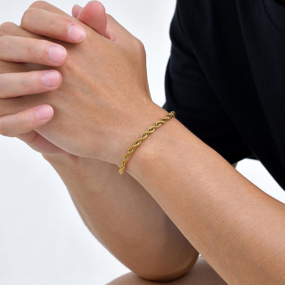 G廠-跨境飾品批發 男女適用簡約不鏽鋼麻花鏈手鍊「BR-979」25.07-4