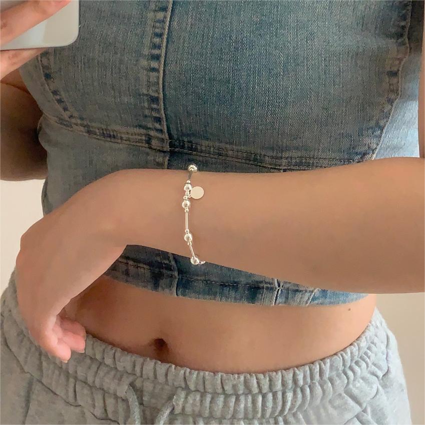 F廠-韓國韓版925純銀圓珠手鍊簡約幾何形細線條彈力手鍊手飾「A353」25.09-2