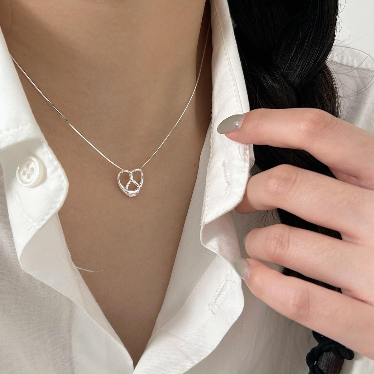 F廠-韓國韓版925純銀愛心蛇骨項鍊簡約氣質ins網紅小紅書項鍊「B1300」25.07-4