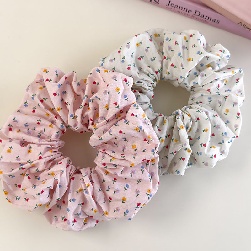 E廠-森系小碎花髮圈百搭布藝大腸圈頭繩少女半扎馬尾髮繩丸子頭髮飾品「26943」25.05-3