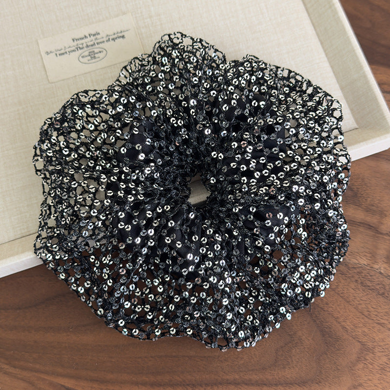 E廠-韓版森系亮片超仙大腸髮圈2025新款法式鏤空裙擺芭蕾風甜美髮飾女「27056」25.06-2