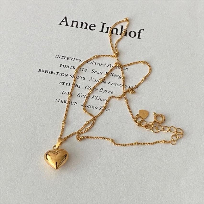 F廠-韓國韓版925純銀愛心珠珠項鍊簡約冷淡風INS小紅書項鍊「B1191」25.09-3