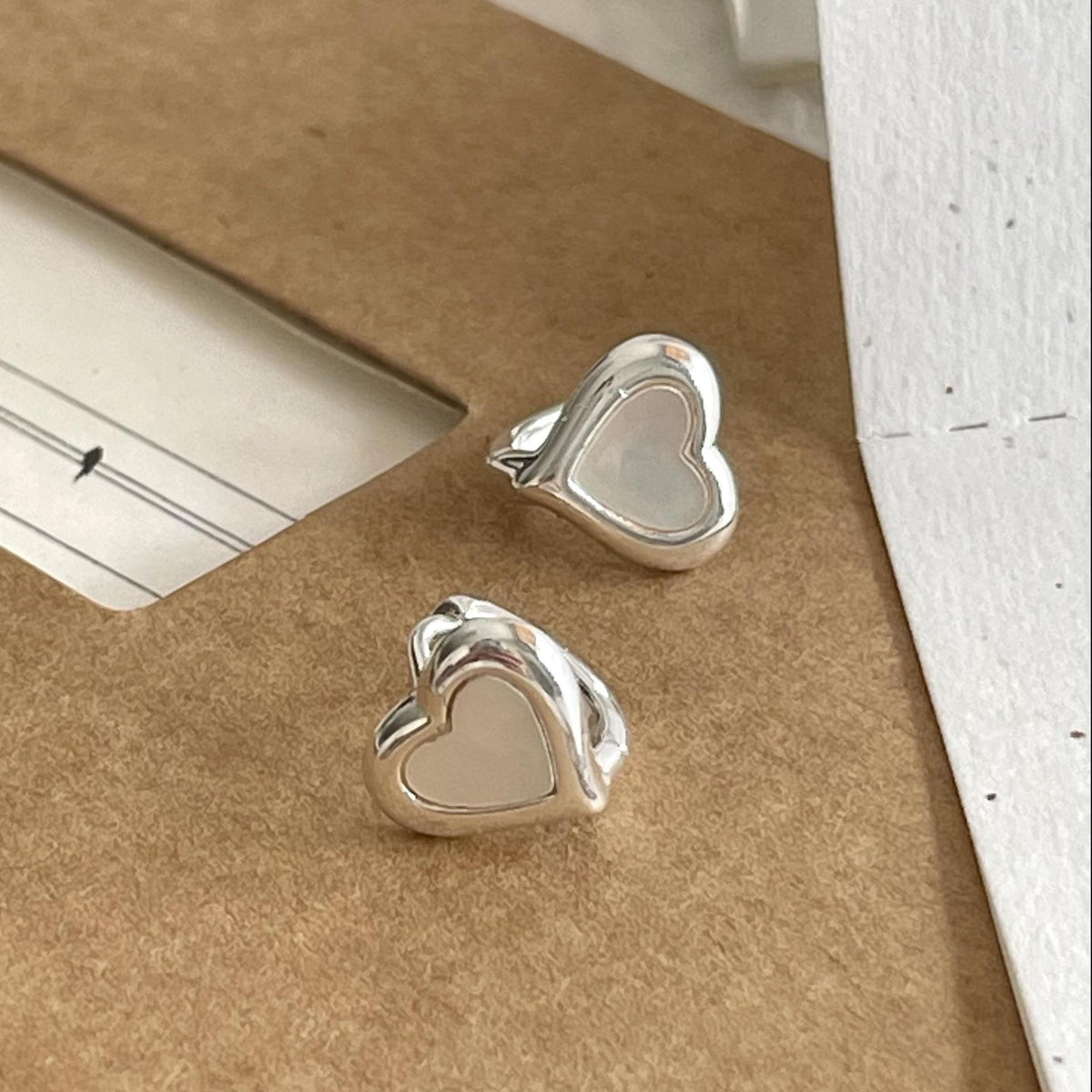 F廠-韓國韓版925純銀蝴蝶結貝殼愛心耳釘耳環簡約氣質百搭ins「C1385」25.04-1