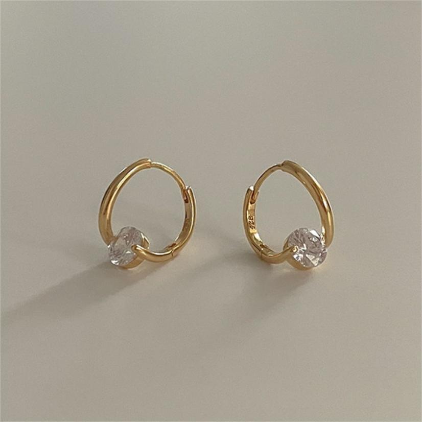 F廠-韓國韓版925純銀鋯石耳環耳扣簡約冷淡風氣質ins風耳飾「C1235」25.05-1