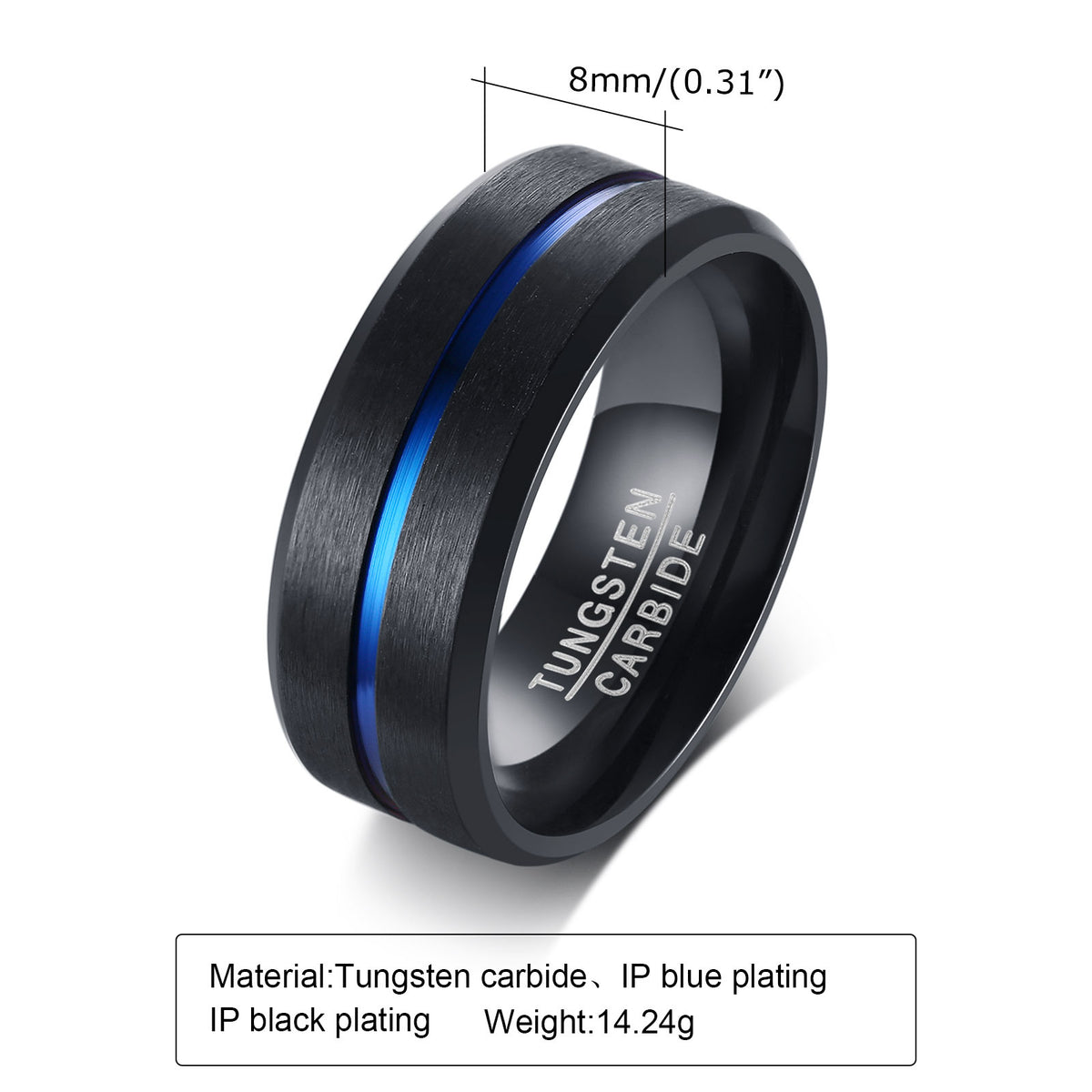 G廠-men rings食指戒指8mm開瓶鎢鋼跨境戒指潮男指環首飾批發「TCR-039」25.08-3