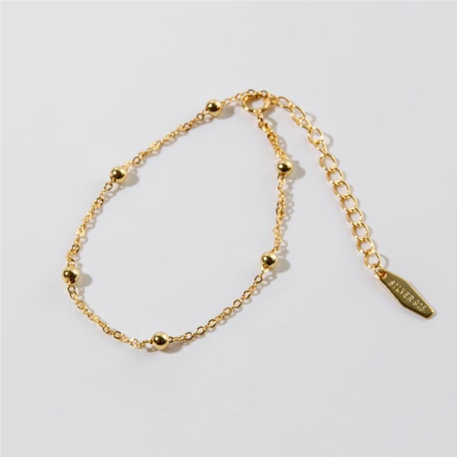 F廠-韓國韓版 明星同款百搭S925純銀十字間珠圓珠手鍊手飾「A170-171」25.05-1