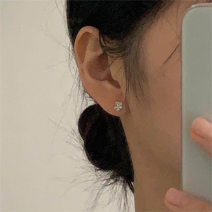 F廠-韓國韓版925純銀笑臉星星花朵耳環耳扣簡約冷淡風氣質ins「C1253」25.08-3