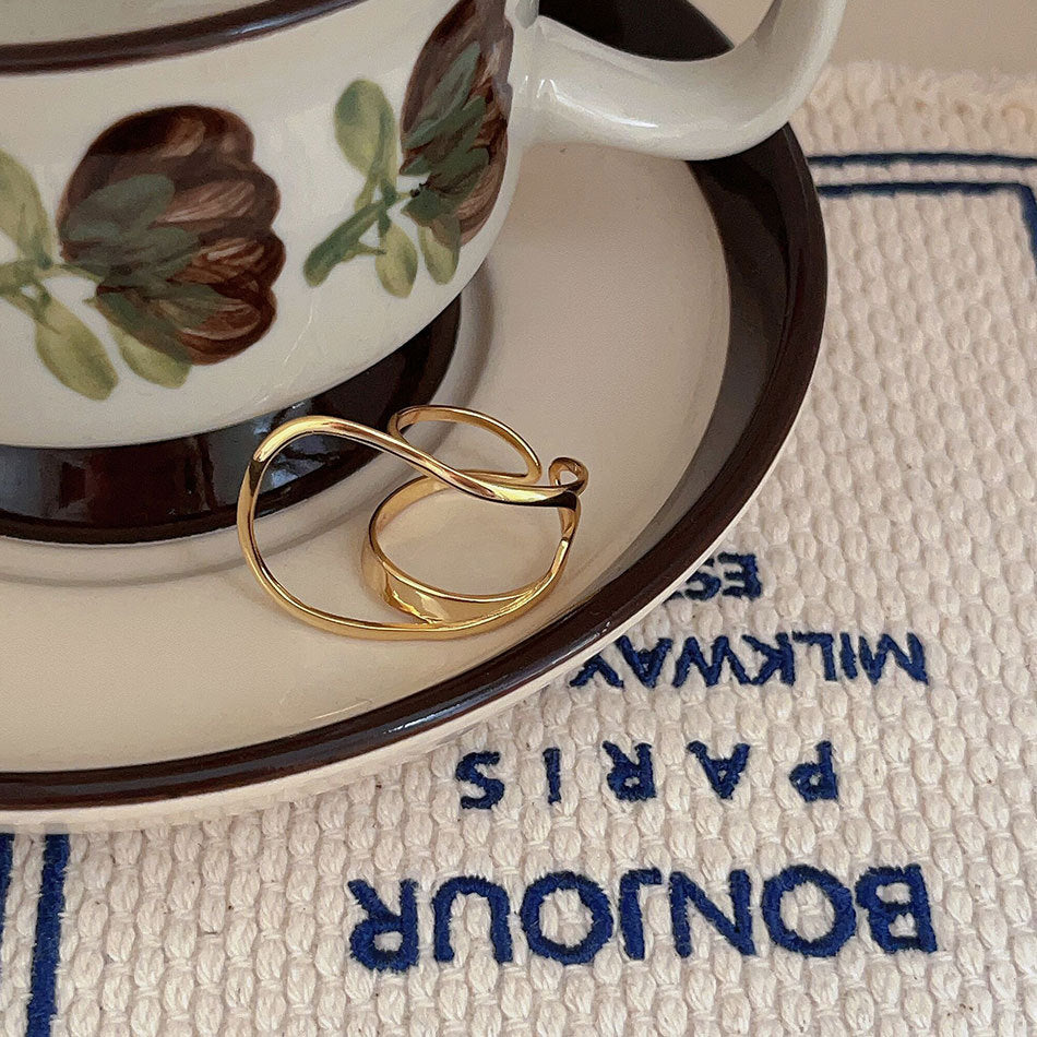 F廠-跨境歐美韓國雙層925純銀橢圓戒指簡約輕奢朋克指環戒指批發代發「J1433」25.09-1