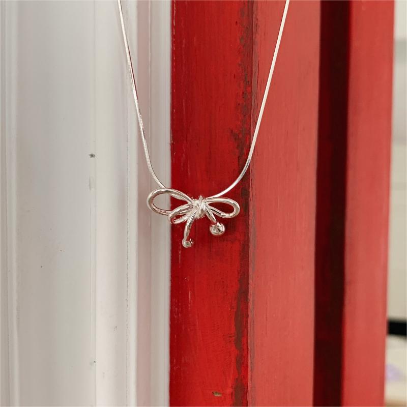 F廠-韓國韓版925純銀蝴蝶結項鍊簡約網紅小紅書氣質甜美項鍊「B1178」25.05-5