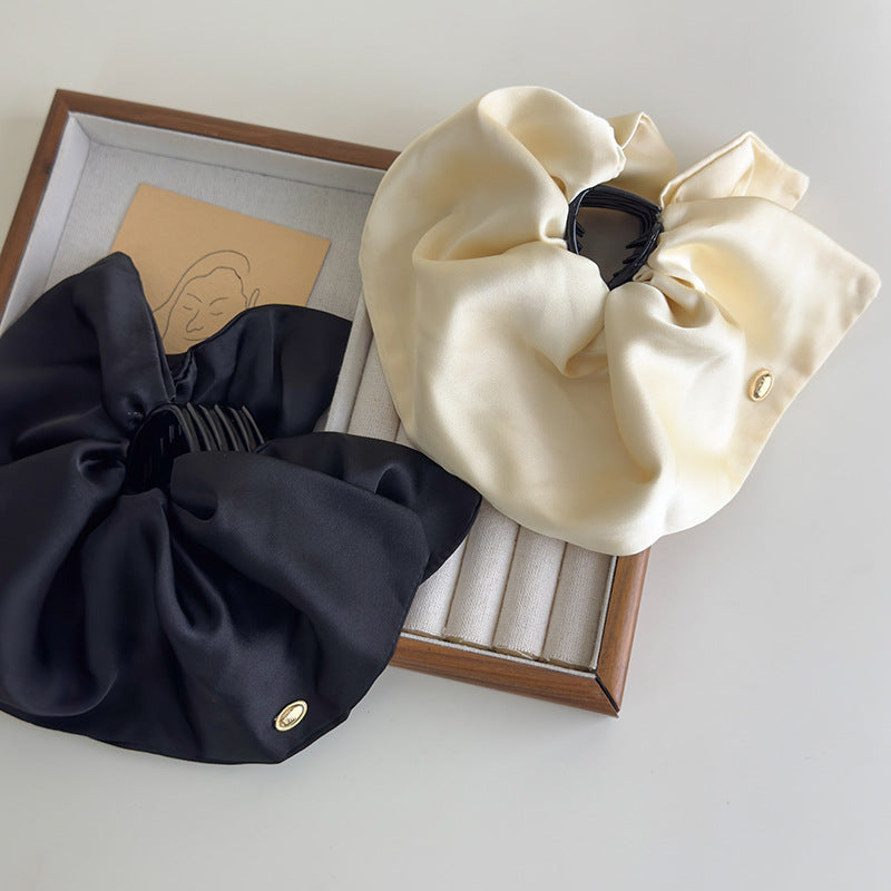 E廠-韓版重工裙擺抓夾後腦勺半扎髮鯊魚夾高級氣質顯髮量緞面髮夾髮卡「27069」25.06-2