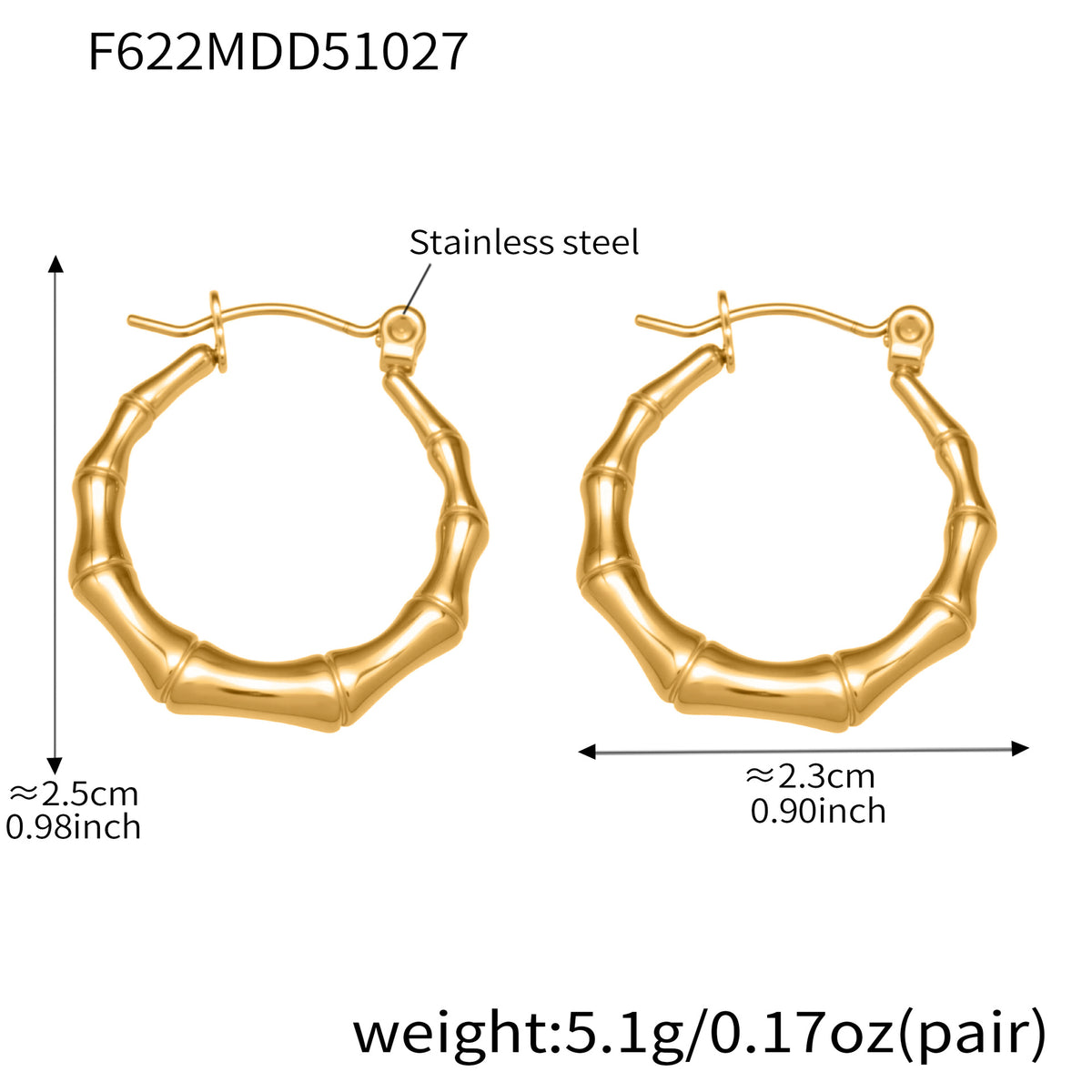 B廠-不鏽鋼幾何竹節U型耳環ins小眾設計耳飾鍍18k真金珠寶首飾「F622」25.10-5