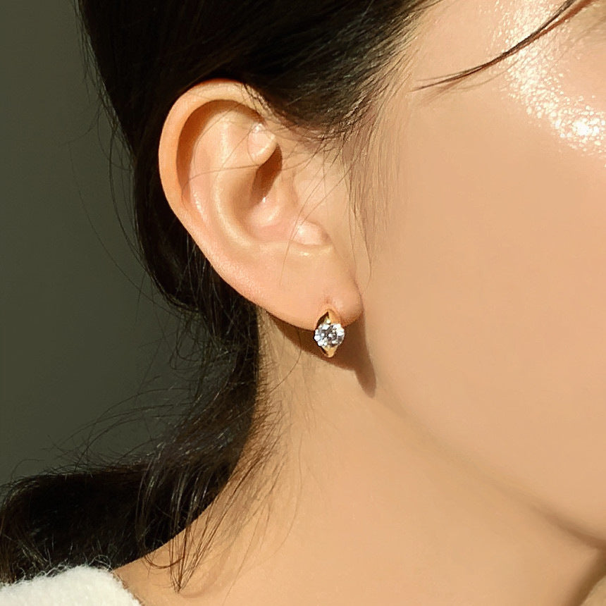 F廠-韓國韓版925純銀鋯石耳扣耳環簡約氣質百搭ins風耳飾「C1337」25.05-1