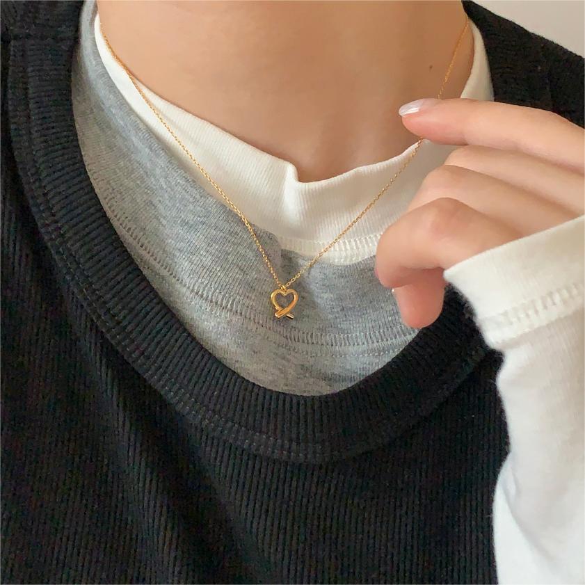 F廠-韓國韓版925純銀愛心珍珠項鍊簡約氣質ins小紅書項鍊「B1291」25.05-2