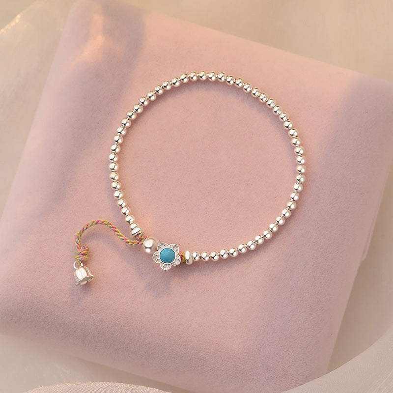 D廠-S925純銀淡雅藍色花鈴蘭花手鍊腳鍊套裝氣質文藝溫柔飾品「YC5512SL」25.05-1