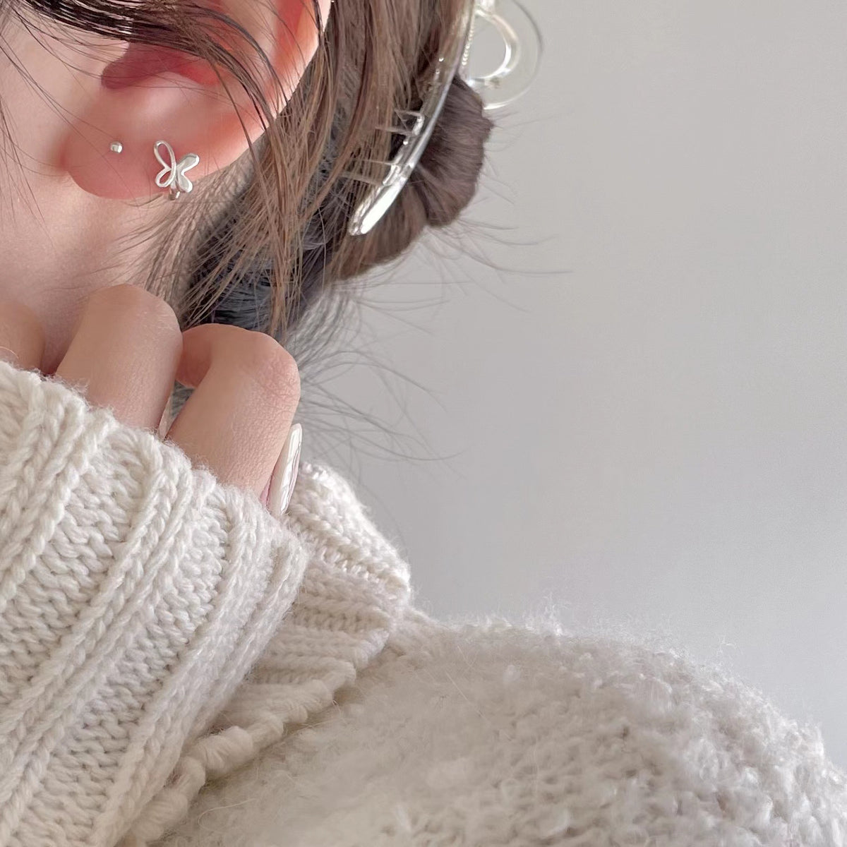 F廠-韓國韓版925純銀蝴蝶耳環 女簡約時尚ins風耳環耳飾「C955」25.05-4