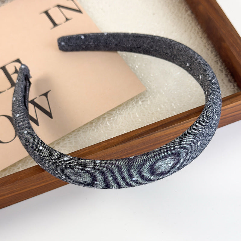 E廠-滿鑽牛仔布藝高顱頂髮箍女2025新款寬邊夏日頭箍髮卡外出百搭頭飾「26880」25.05-1