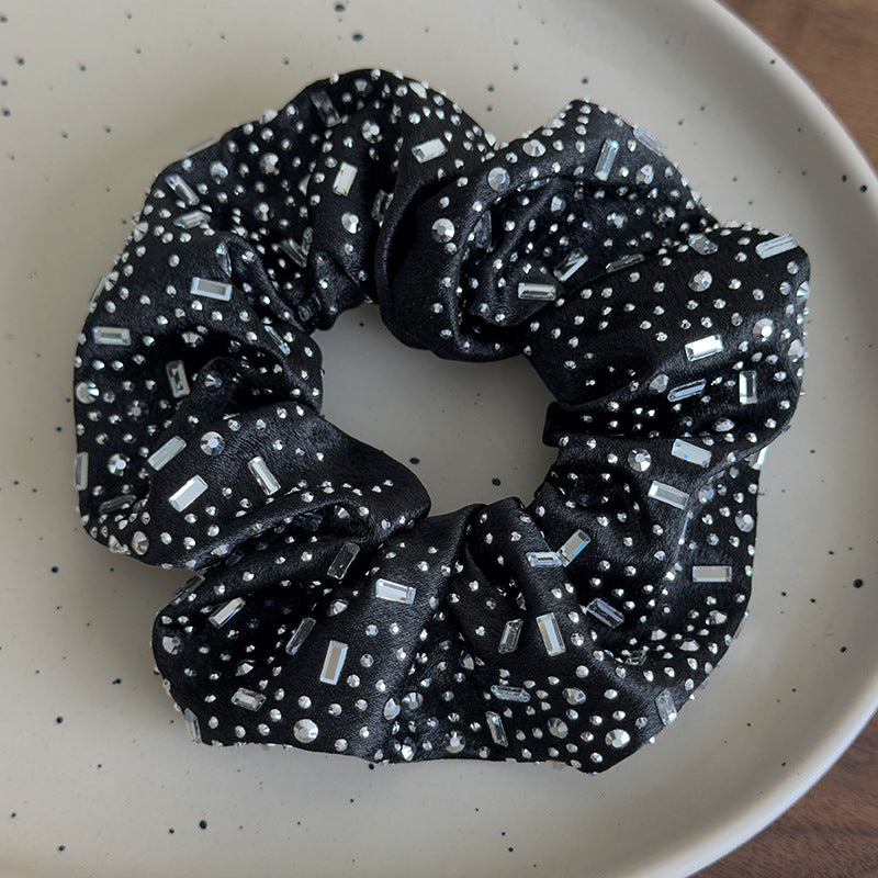 E廠-高級感水鑽大腸圈髮圈扎頭髮馬尾頭繩丸子頭皮筋寬邊水鑽髮箍髮飾「27061」25.06-2