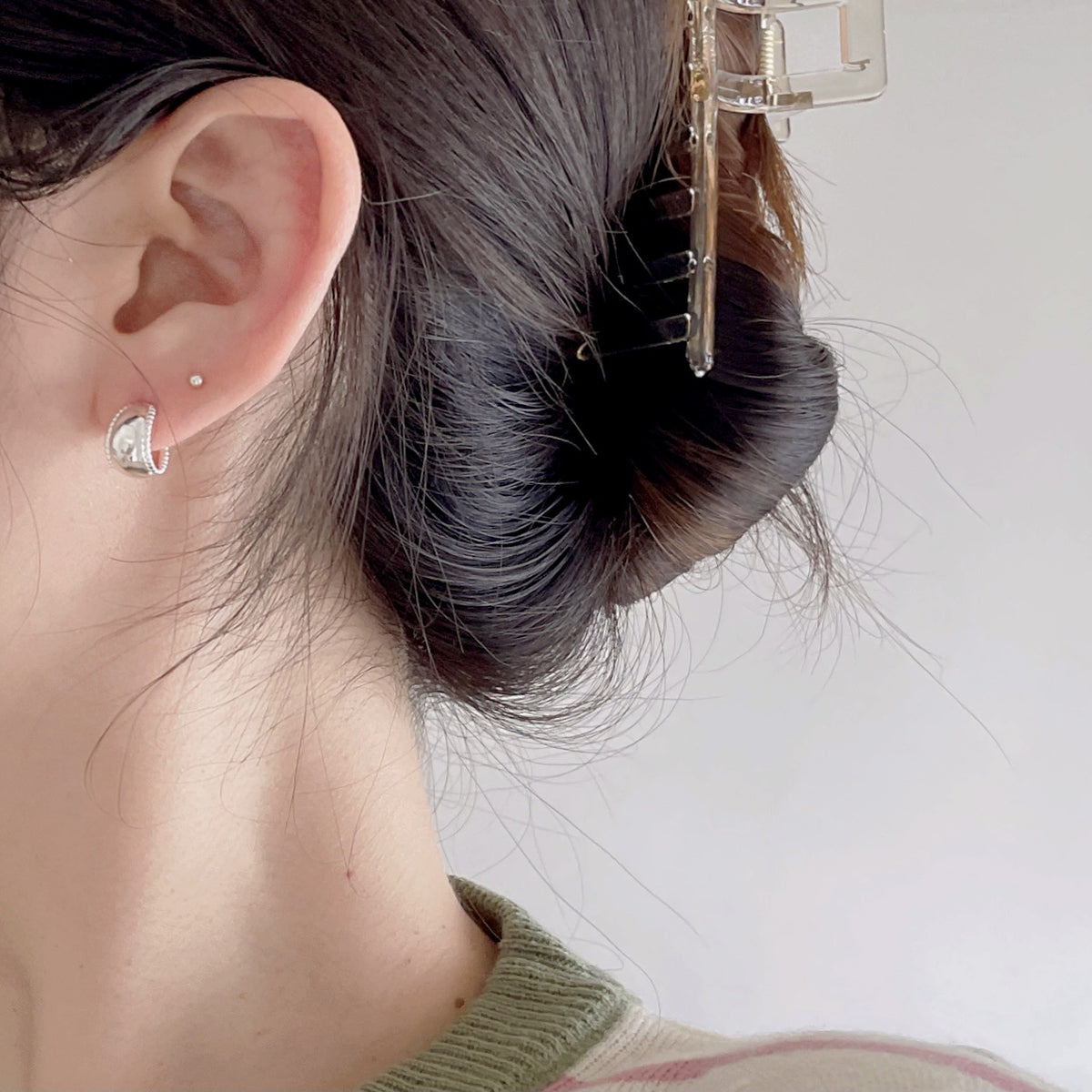 F廠-韓國韓版925純銀圓弧耳釘女簡約時尚百搭ins風幾何耳環「C1185」25.09-2