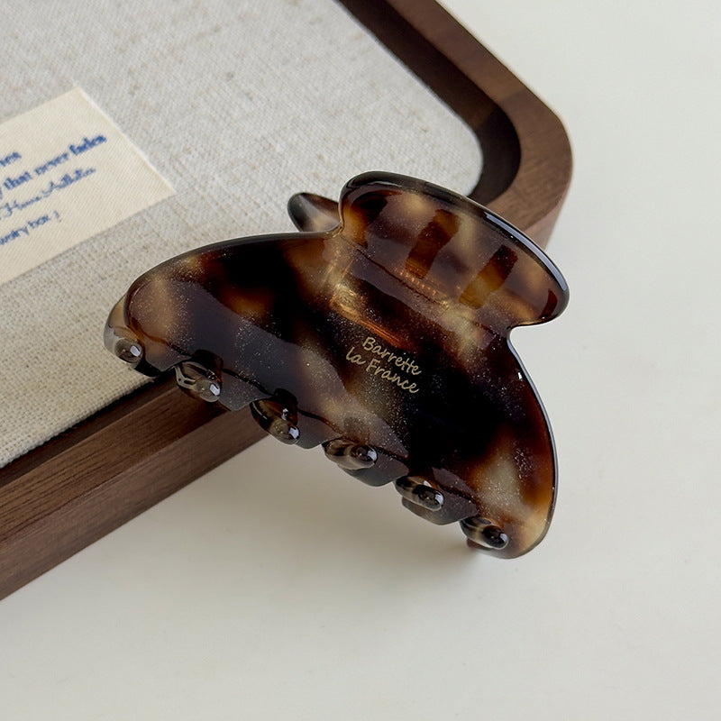 E廠-韓國ins老錢風焦糖細閃豹紋醋酸抓夾法式復古高級感鯊魚夾子頭飾「27179」25.07-1