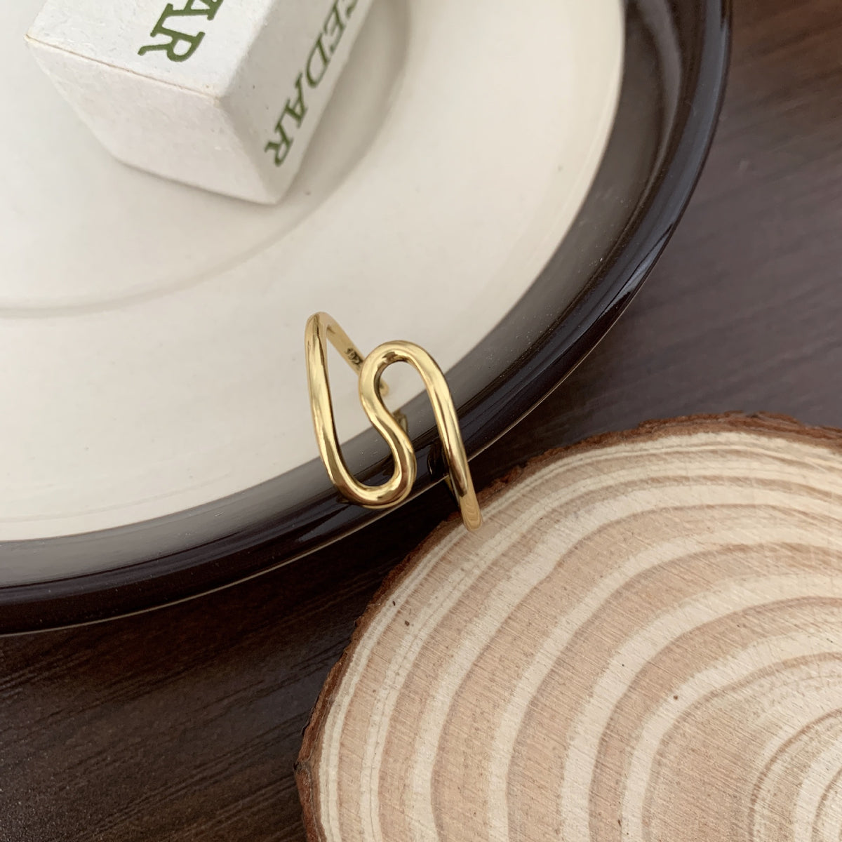 F廠-韓國韓版925純銀線戒指幾何極簡不規則彎曲戒指女設計感ins網紅戒「J1235」25.06-1