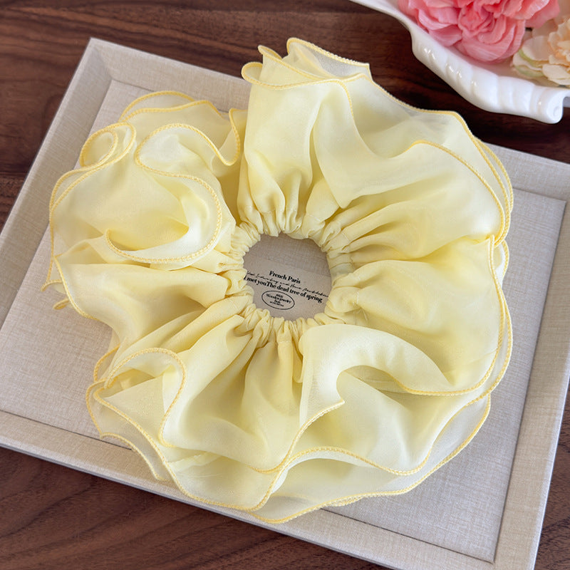 E廠-甜美加大號雙層雪紡網紗大腸髮圈女扎頭髮丸子頭髮繩側低馬尾頭繩「26893」25.05-1