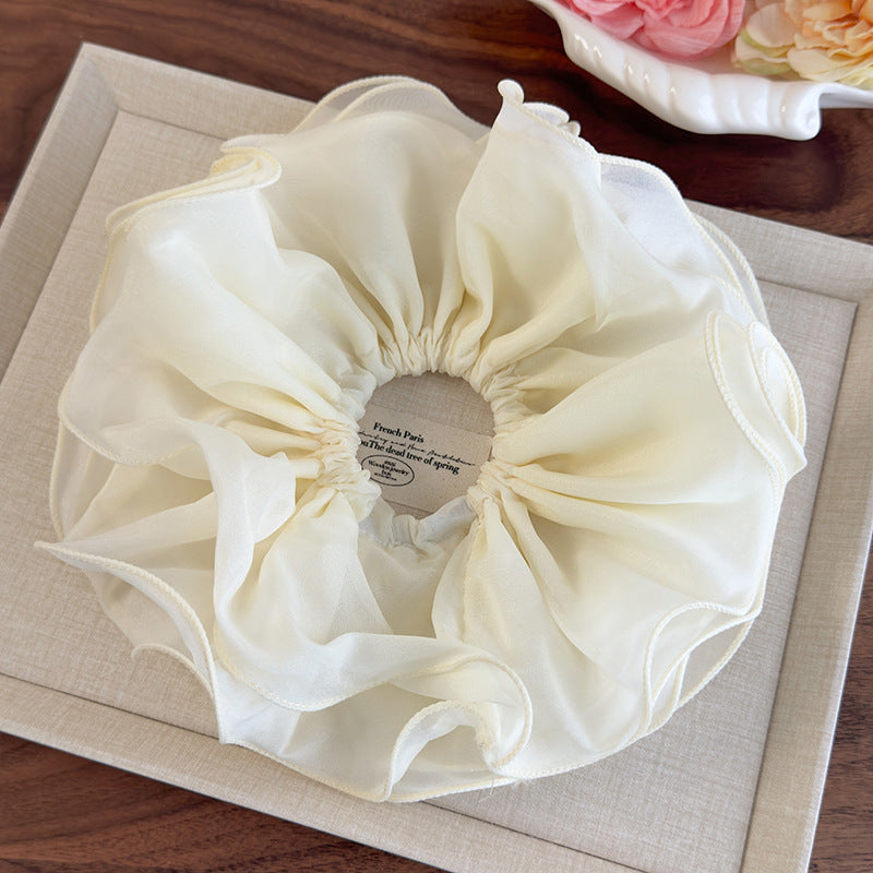 E廠-甜美加大號雙層雪紡網紗大腸髮圈女扎頭髮丸子頭髮繩側低馬尾頭繩「26893」25.05-1