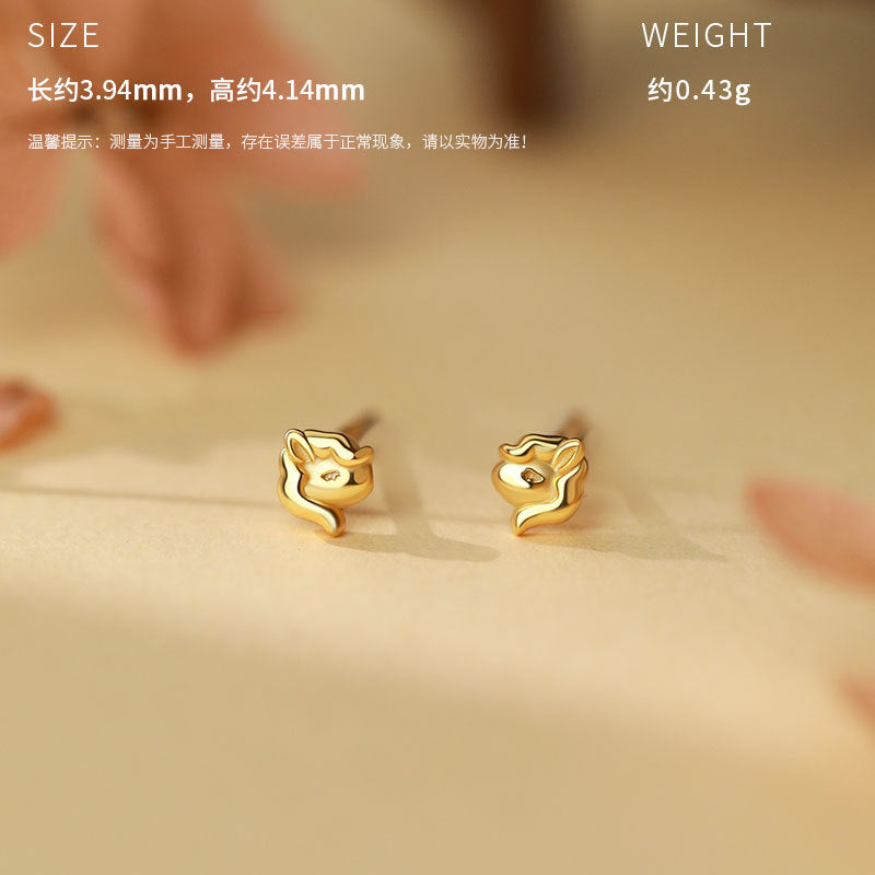 D廠-原創S999足銀萌馬搖財生肖馬輕奢耳環時尚本命年獨特耳飾批發「YC8536E_1 YC3961E_1 YC4060E_1」25.10-5