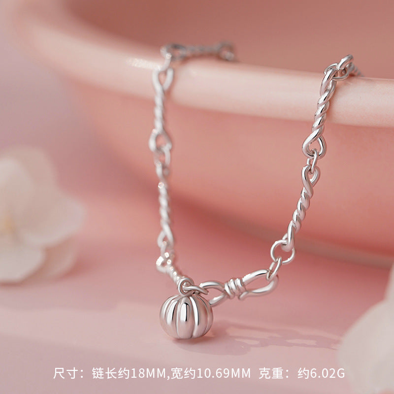 D廠-S999足銀輕奢南瓜手鍊女可愛童趣搞怪韓版甜美小眾精緻手鍊「YC4779SL_1」25.10-5