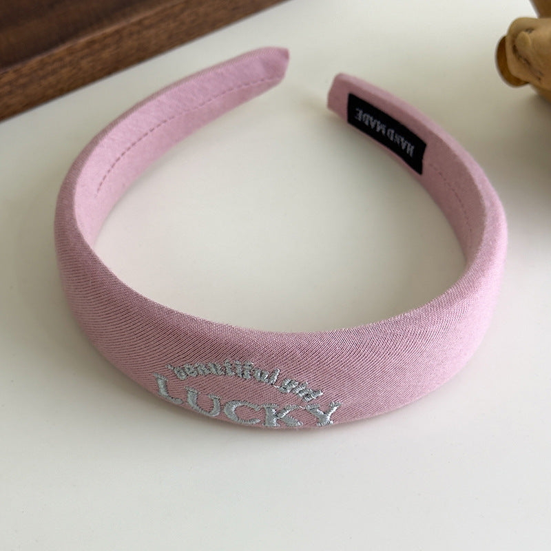 E廠-韓國網紅同款髮箍女布藝高顱頂刺繡字母髮箍髮卡百搭簡約頭箍髮飾「27082」25.06-3
