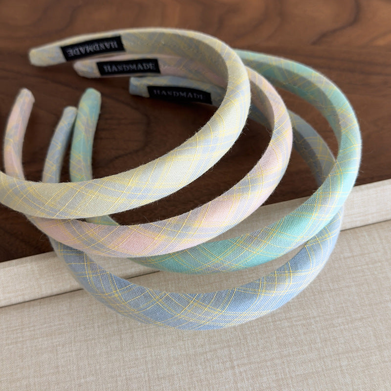 E廠-小清新甜美糖果色格紋細髮箍頭飾時尚氣質高顱頂窄邊頭箍髮卡女「27097」25.06-3