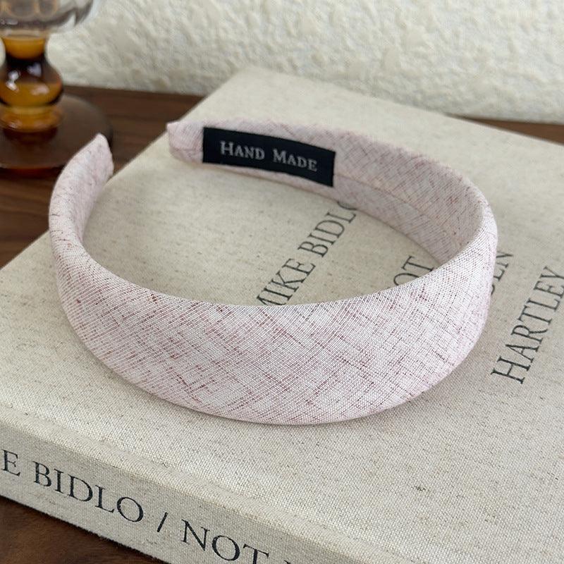 E廠-春夏新款小清新文藝素雅菱格紋寬邊髮箍布藝扁平海綿頭箍頭扣髮卡「26495」25.02-2