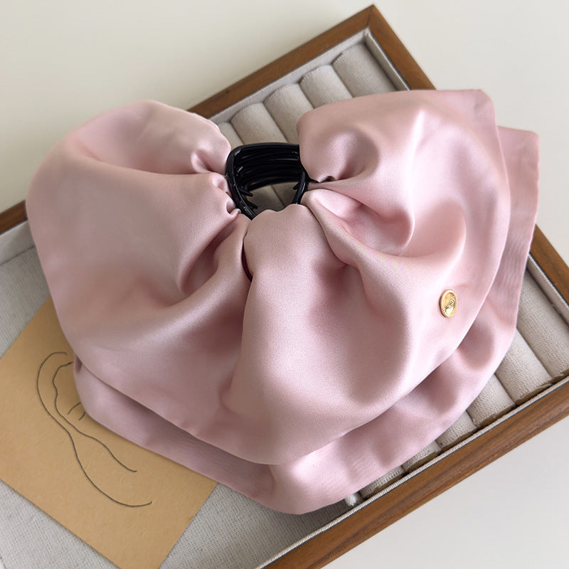 E廠-韓版重工裙擺抓夾後腦勺半扎髮鯊魚夾高級氣質顯髮量緞面髮夾髮卡「27069」25.06-2