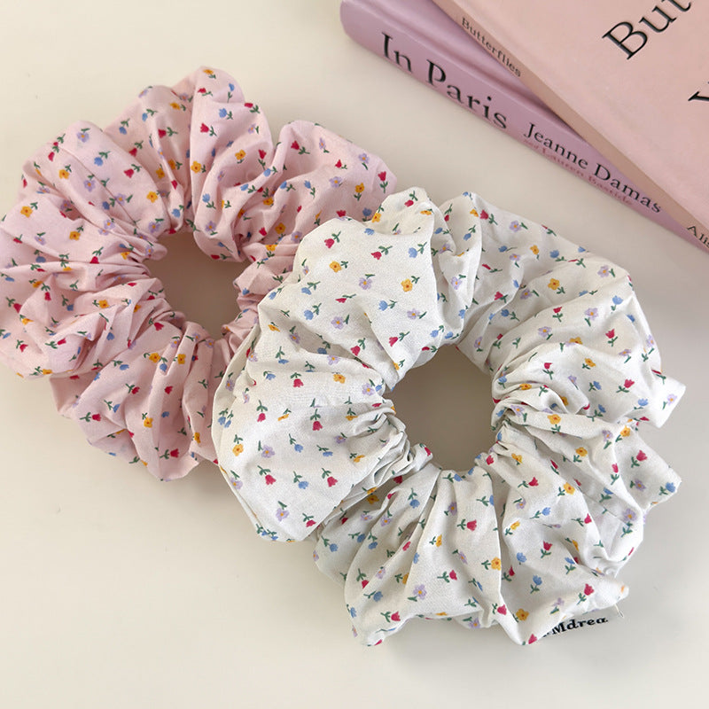 E廠-森系小碎花髮圈百搭布藝大腸圈頭繩少女半扎馬尾髮繩丸子頭髮飾品「26943」25.05-3