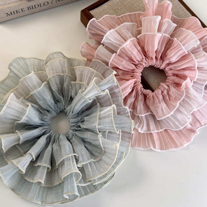 E廠-波浪花邊多層髮圈手工復古芭蕾風花邊髮圈高級感重工髮飾髮圈髮飾「26716」25.03-4