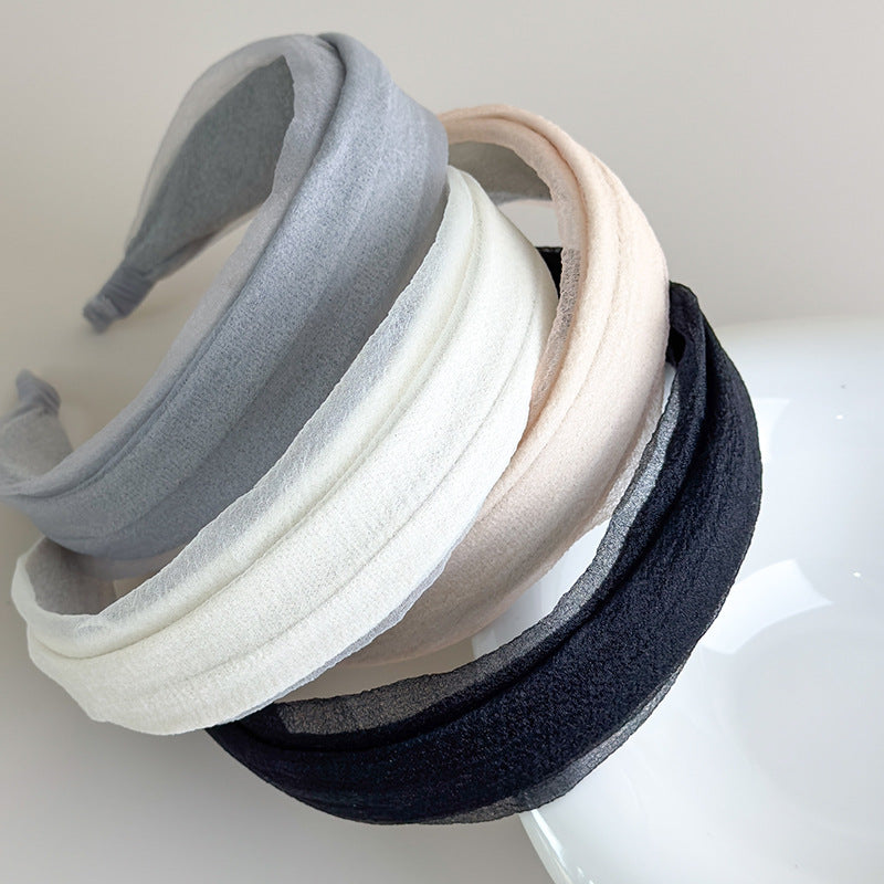 E廠-春夏氛圍感娟紗寬邊髮箍女日常外戴高顱頂洗臉頭箍布藝壓髮卡頭飾「27047」25.06-2