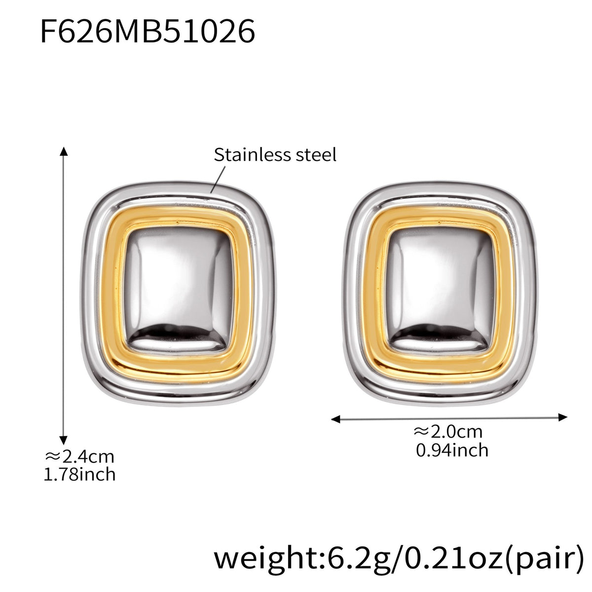 B廠-跨境新款不鏽鋼空心8子耳環ins小眾設計耳飾鍍18k金不掉色「F625-F626」25.10-5