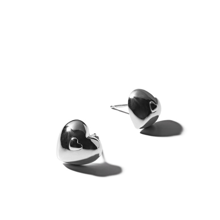 F廠-韓國韓版925純銀愛心耳釘耳環女日韓冷焰簡約氣質耳飾「C1060」25.09-4