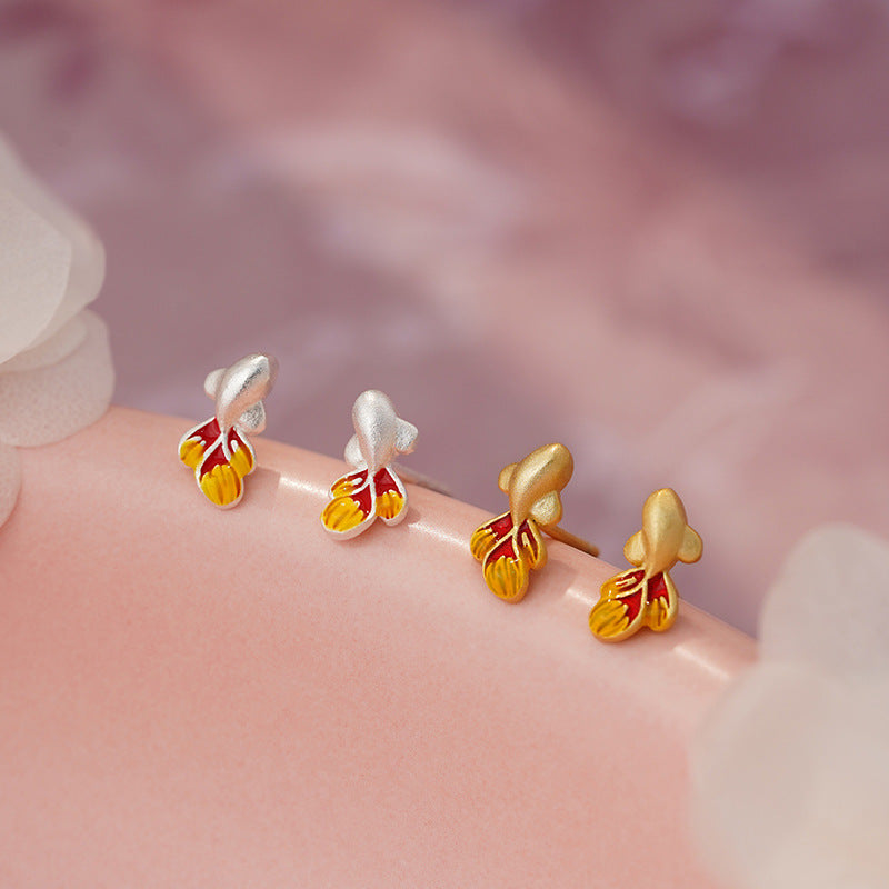 D廠-S999足銀雙錦鯉耳環好運上岸新中式吉祥個性小眾耳飾批發 「YC10072E」25.05-2