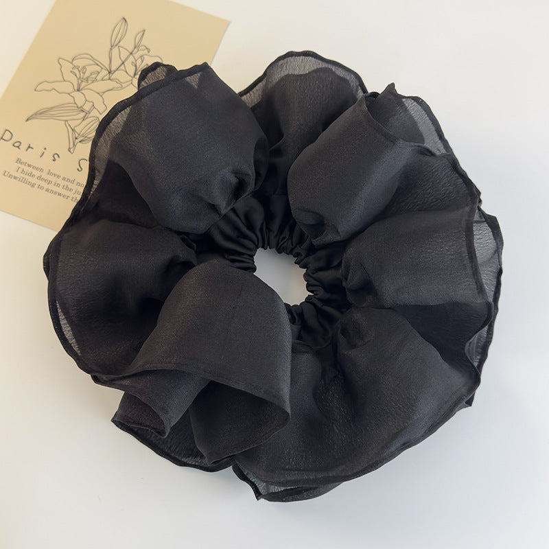 E廠-仙氣超大號花邊大腸髮圈2025新款頭繩髮繩頭花女高級感扎馬尾髮飾「26651」25.06-3