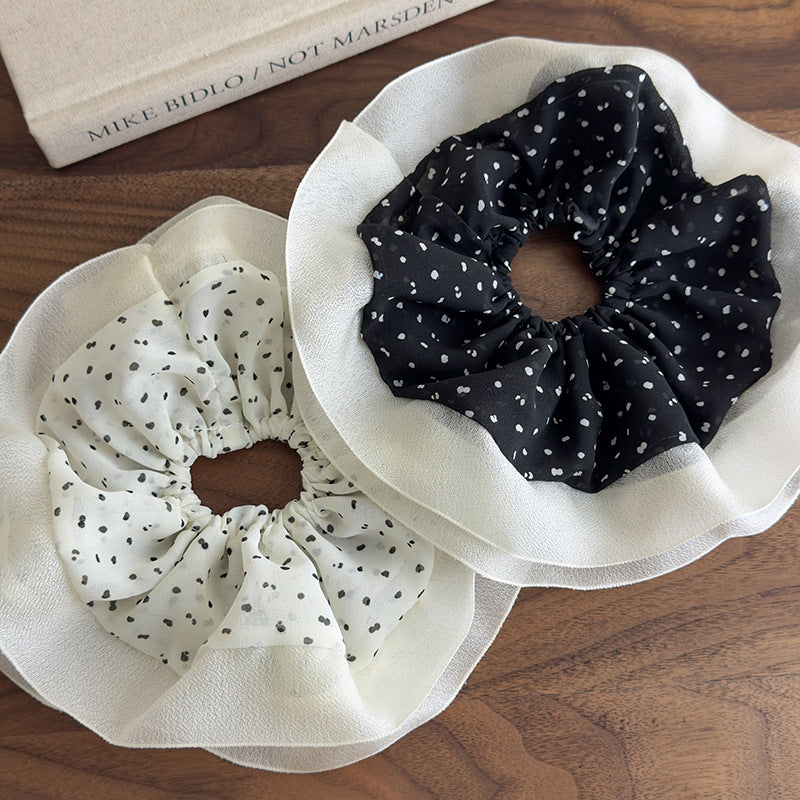 E廠-雪紡大腸髮圈超大號波點2025新款紮頭髮丸子頭高級感氣質頭花法式「27037」25.05-5