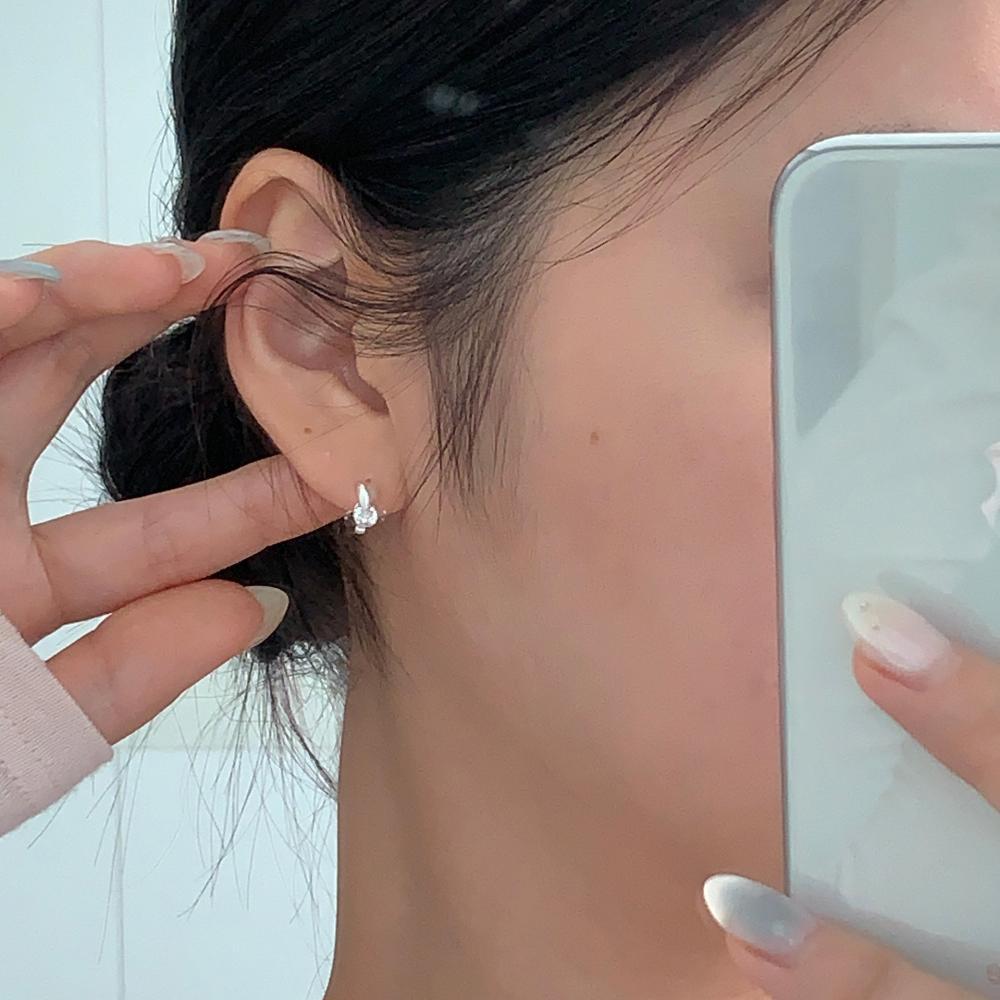 F廠-韓國韓版925純銀愛心鋯石耳扣耳環簡約氣質百搭ins風耳飾「C1399」25.05-4