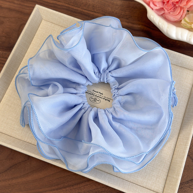 E廠-甜美加大號雙層雪紡網紗大腸髮圈女扎頭髮丸子頭髮繩側低馬尾頭繩「26893」25.05-1