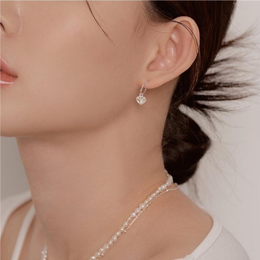 F廠-韓國韓版925純銀愛心AB彩鑽耳環飾品銀飾個性極簡耳圈耳釘「C1059」25.09-4