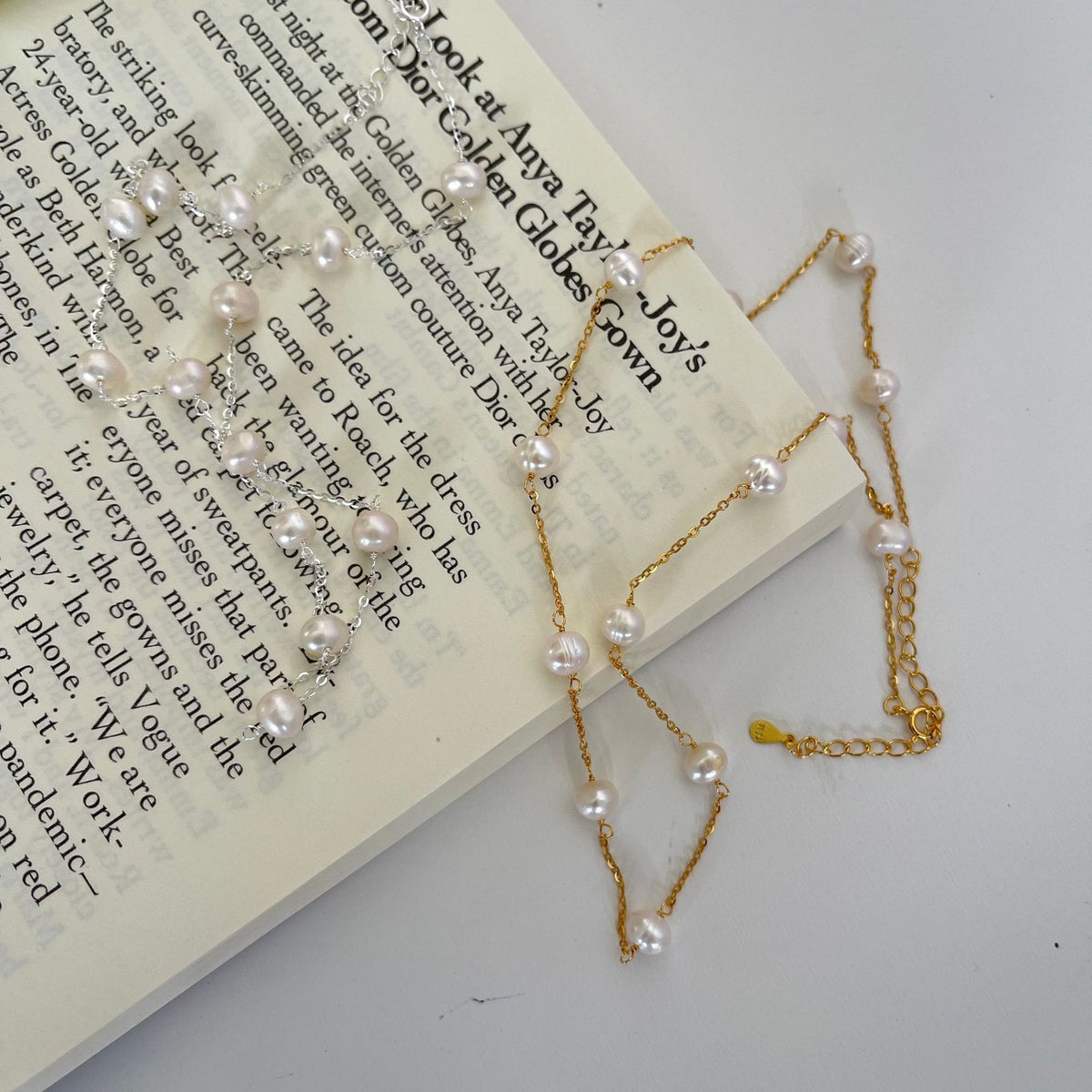 F廠-韓國韓版925純銀INS 小紅書珍珠米珠項鍊銀飾品簡約項鍊「B1093」25.08-1