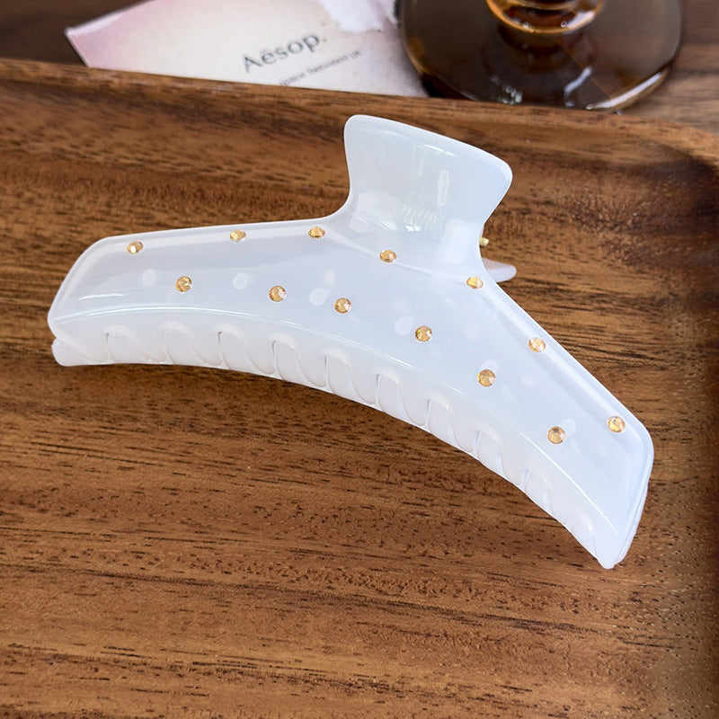 E廠-韓版髮飾頭飾氣質甜美清透感鑲鑽壓克力抓夾髮抓春夏彩色樹脂抓夾「27015」25.05-5