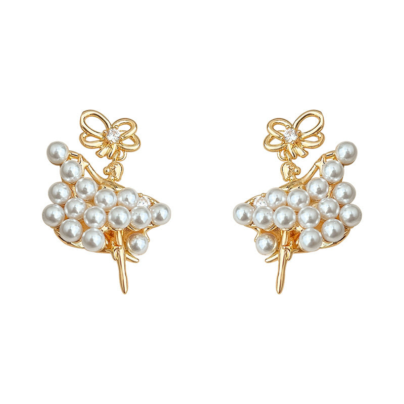 A廠-芭蕾女孩~原創設計優雅氣質唯美小眾新款清新甜美小香風耳飾 耳環「6848」25.10-3