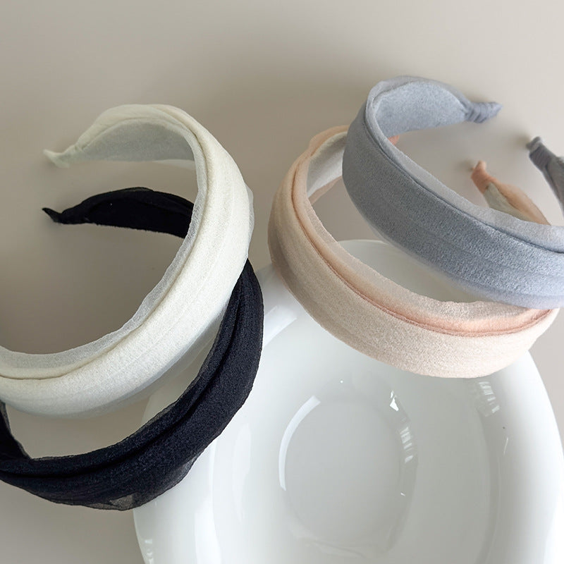 E廠-春夏氛圍感娟紗寬邊髮箍女日常外戴高顱頂洗臉頭箍布藝壓髮卡頭飾「27047」25.06-2